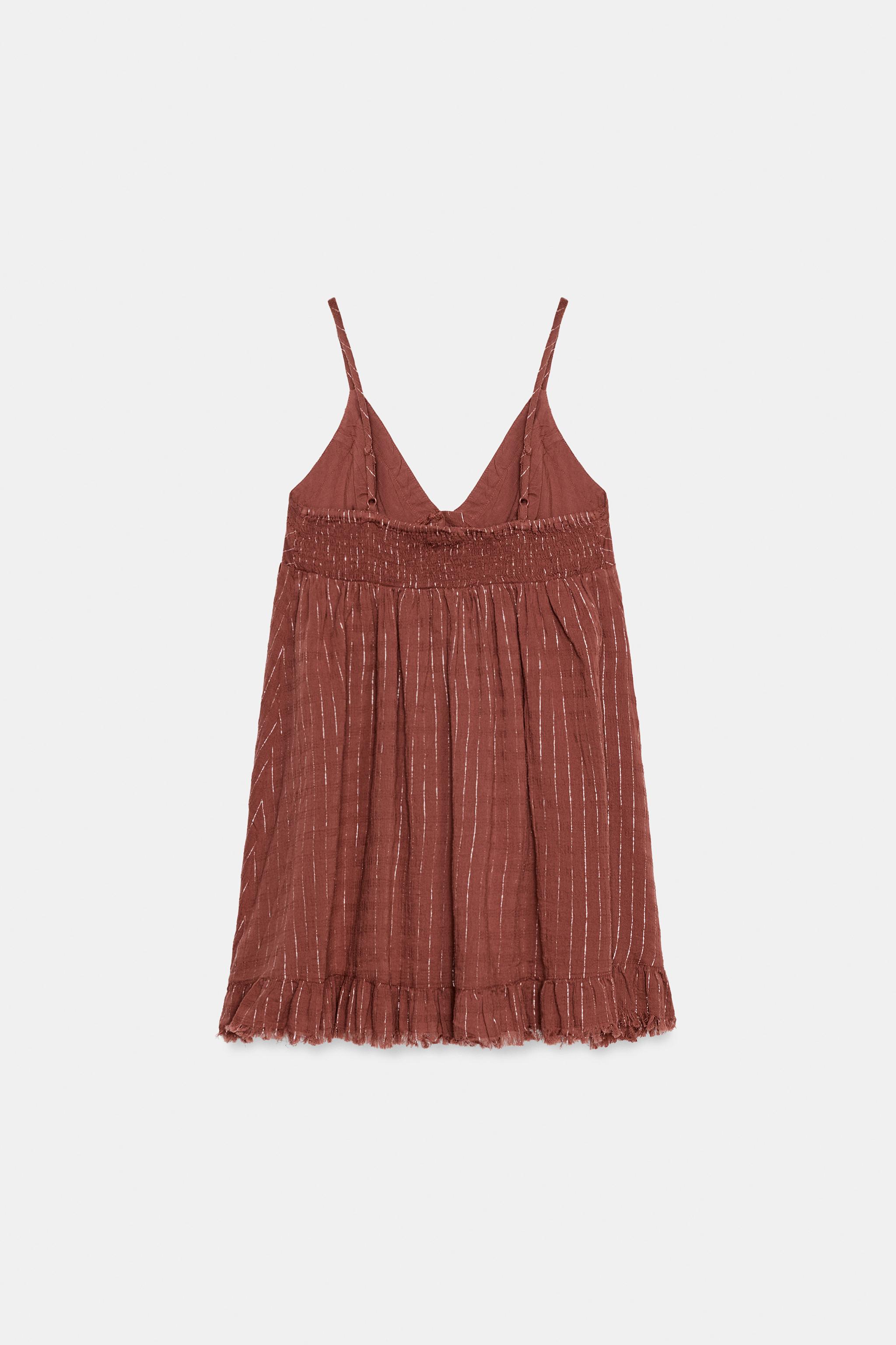 ROBE COURTE RAYÉE À FIL MÉTALLISÉ